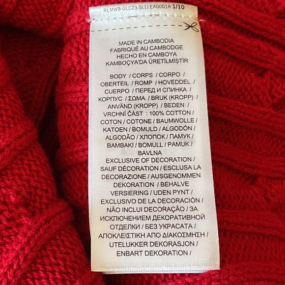 NWT Ralph Lauren Women's Anchor-Logo Cable-Knit Red Polo Sweater Size US XL - Picture 7 of 7